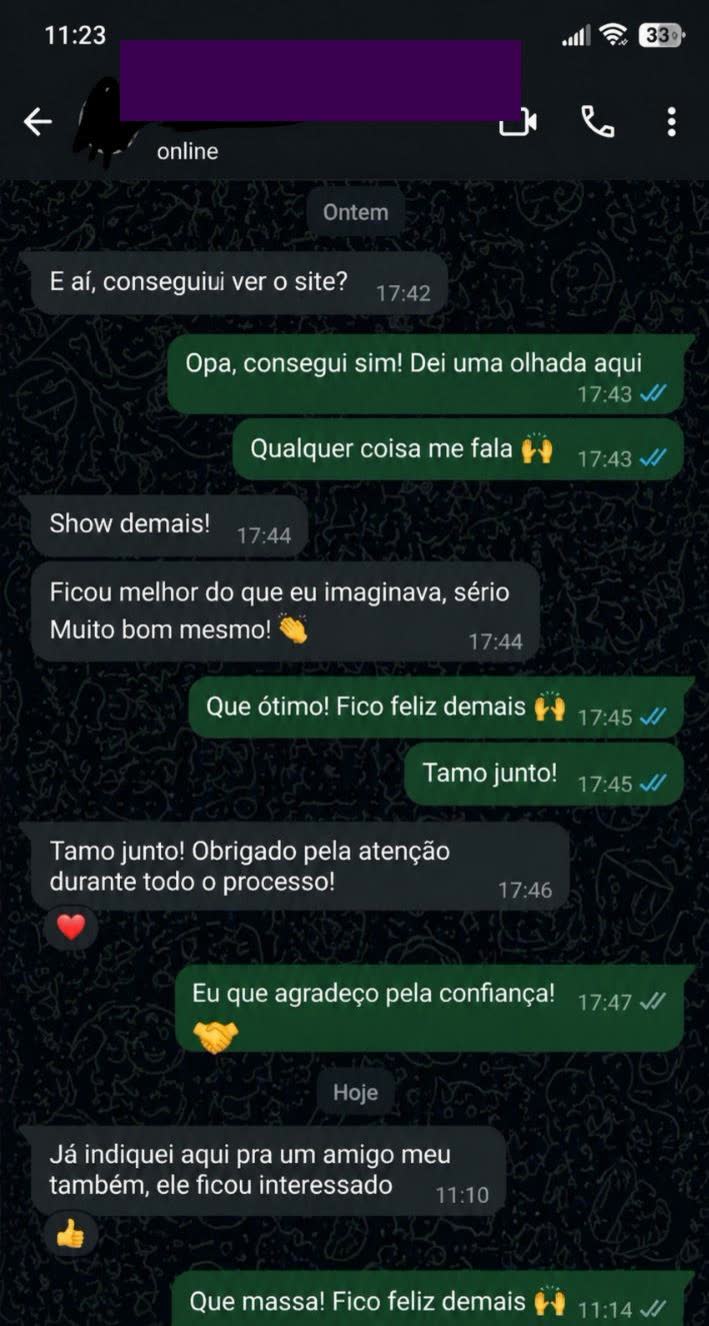 Conversa de WhatsApp com cliente