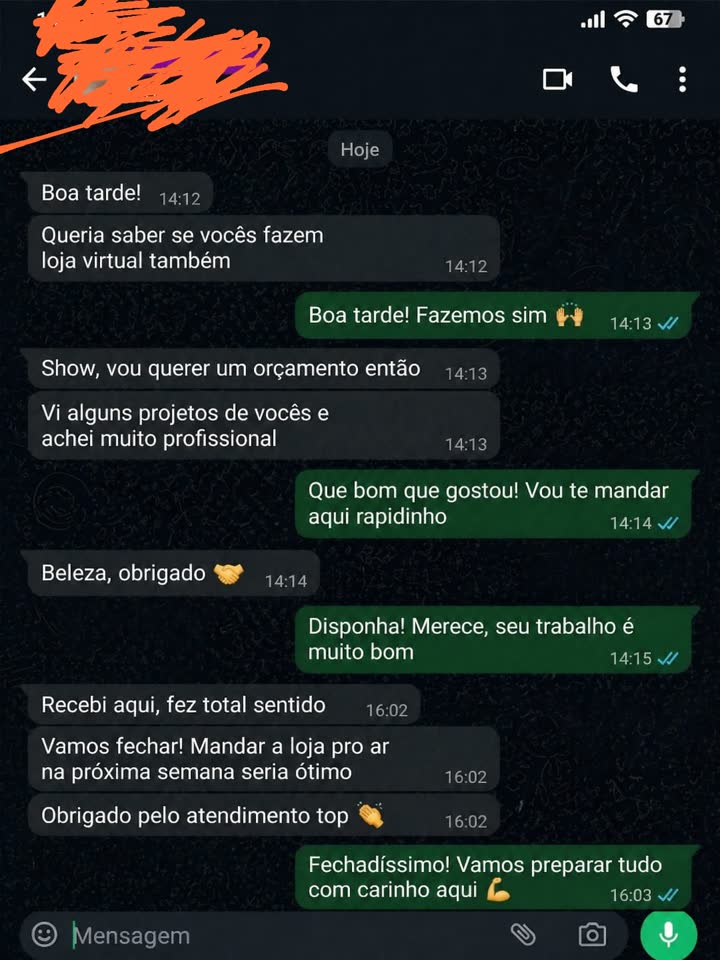 Cliente fechando projeto